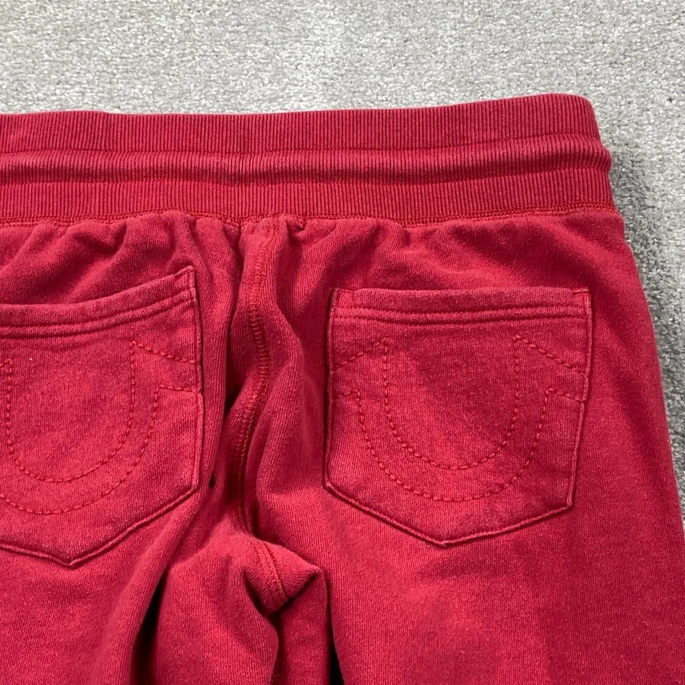 True Religion Mens Red Horseshoe Logo Fleece‎ Jogger Sweatpants Size S Small